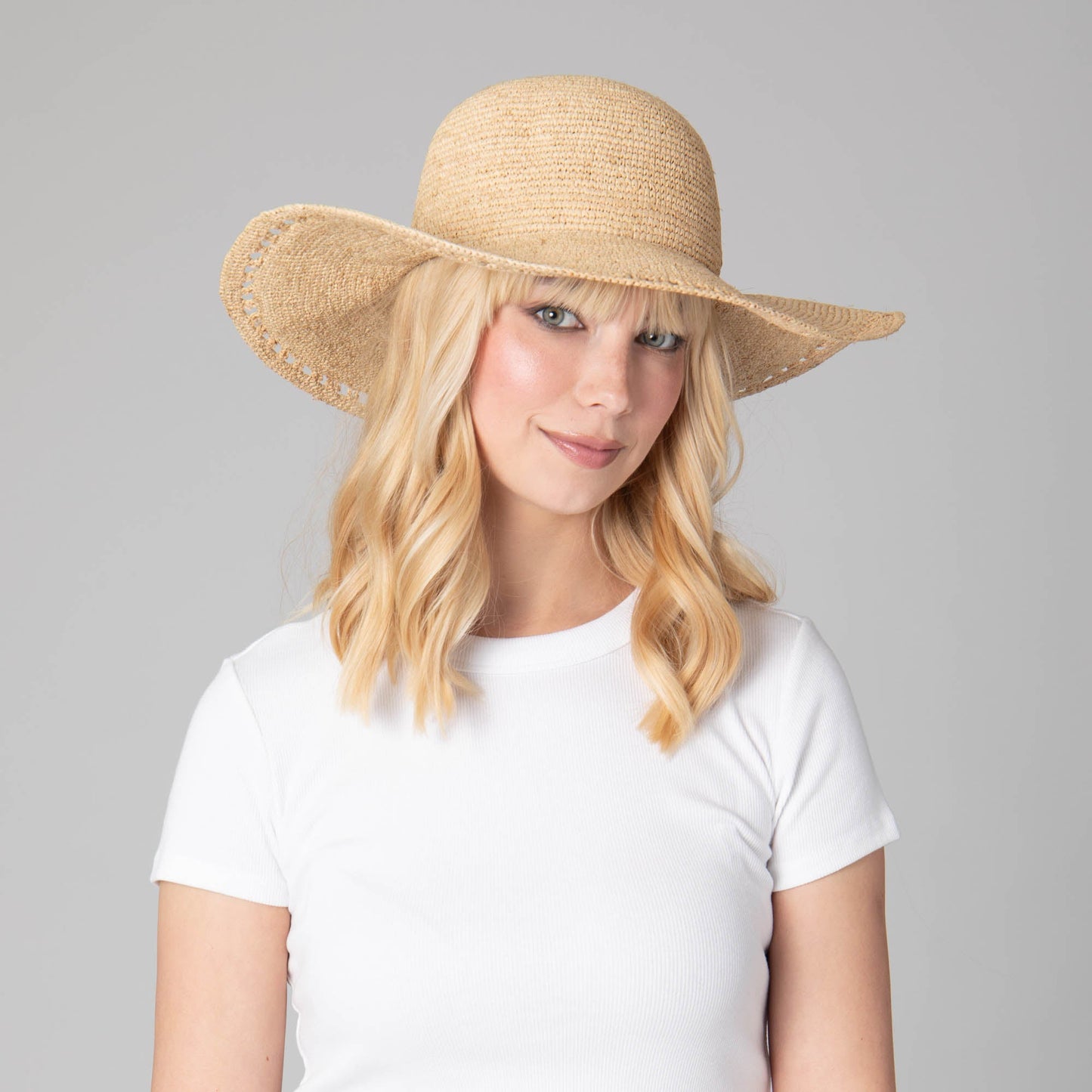Isla -  Women's Raffia Round Crown Floppy