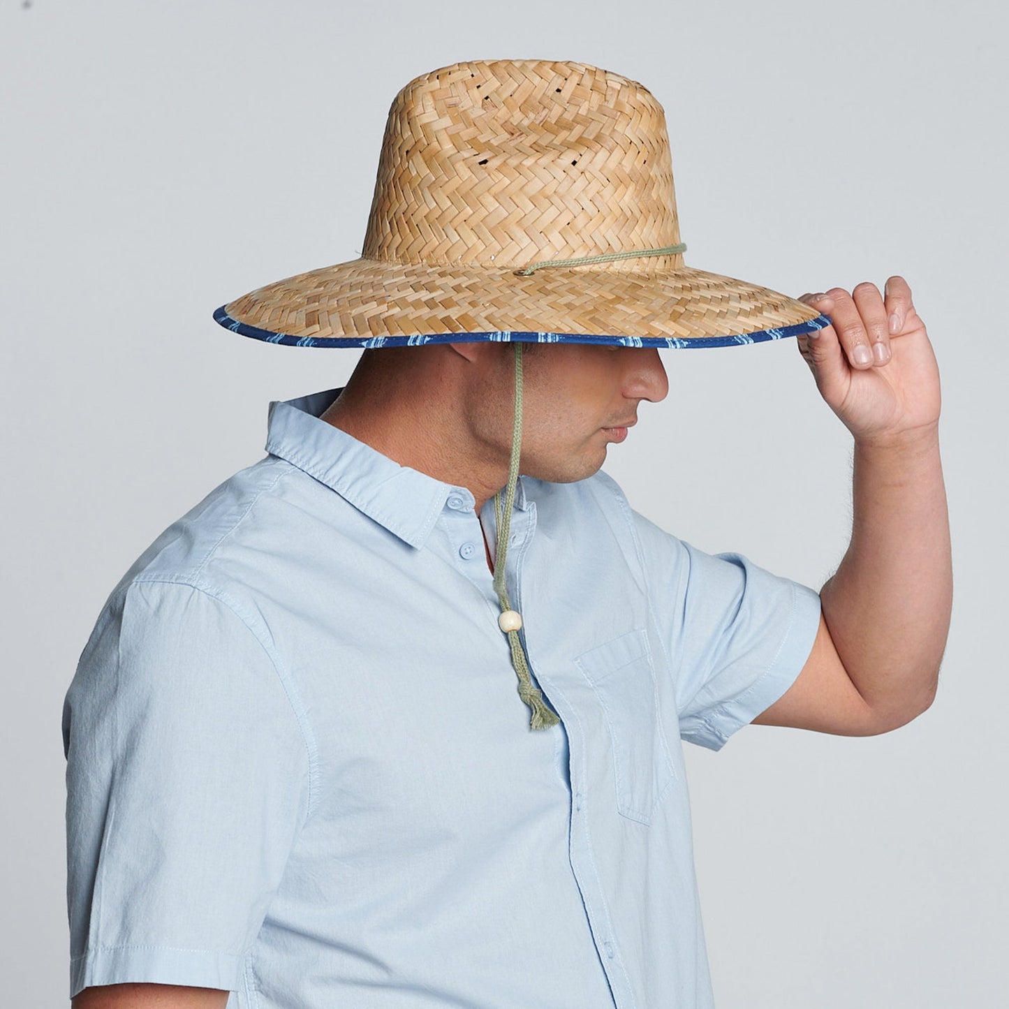 Camp - Men's rush straw lifeguard with under brim print and adjustable chin cord
