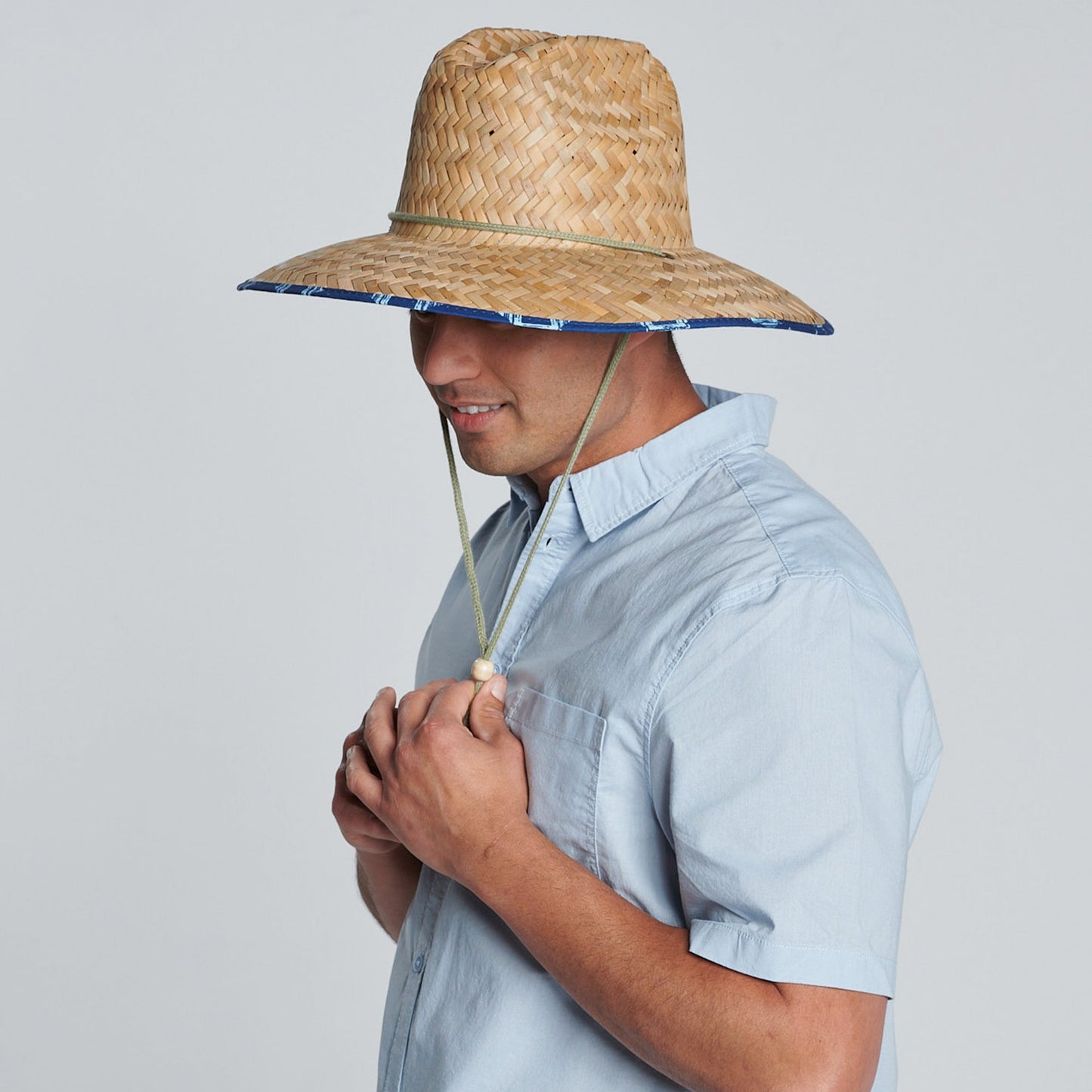 Camp - Men's rush straw lifeguard with under brim print and adjustable chin cord
