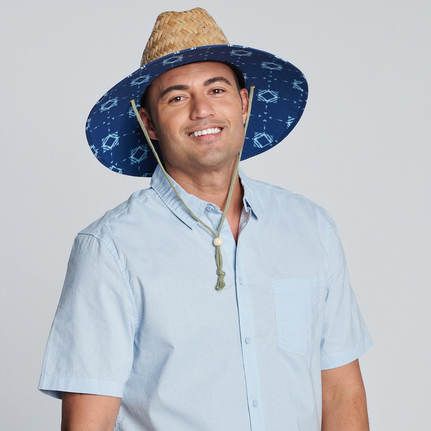 Camp - Men's rush straw lifeguard with under brim print and adjustable chin cord