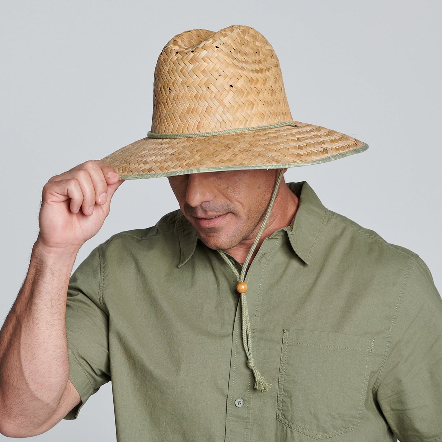 Camp - Men's rush straw lifeguard with under brim print and adjustable chin cord