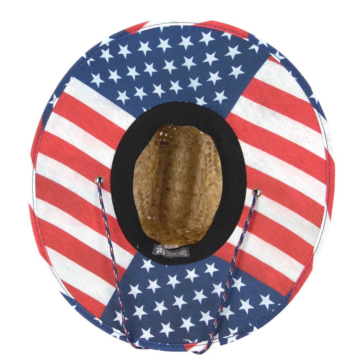 Camp - Men's rush straw lifeguard with under brim print and adjustable chin cord