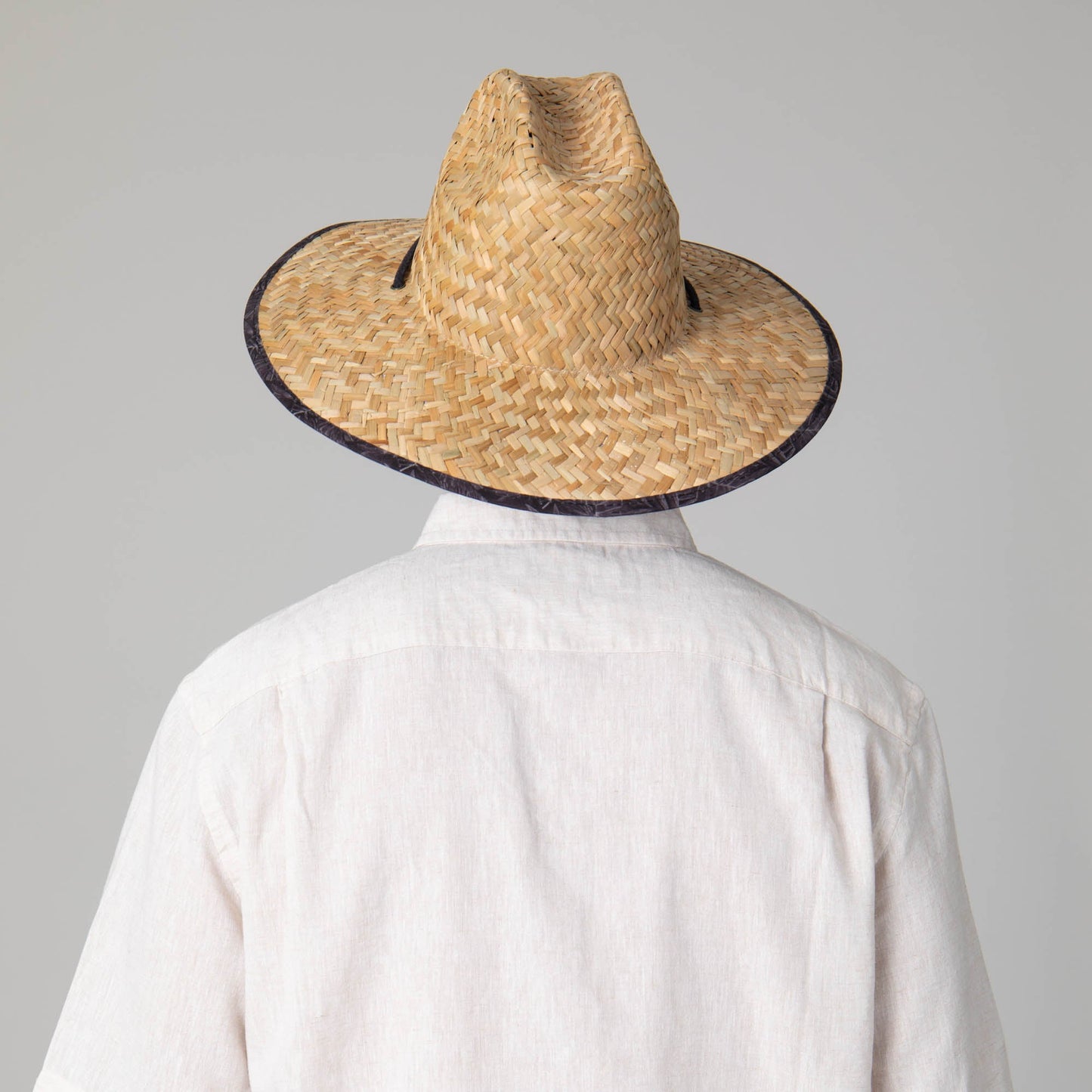 Mens Straw Lifeguard with Tropical Printed Under-brim