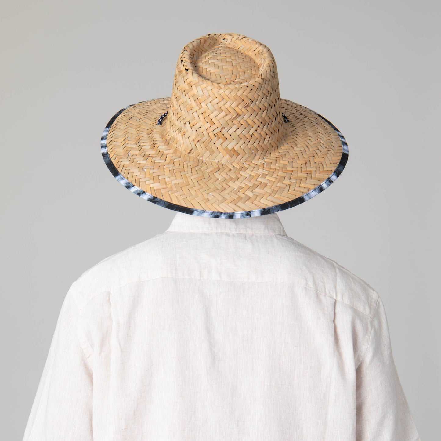 Mens Straw Lifeguard with Ocean Wave Under-brim
