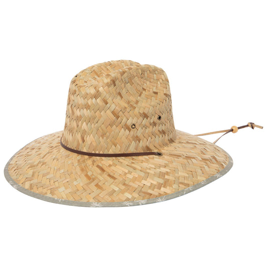 Mens Straw Lifeguard with Palm Tree Printed Under-brim