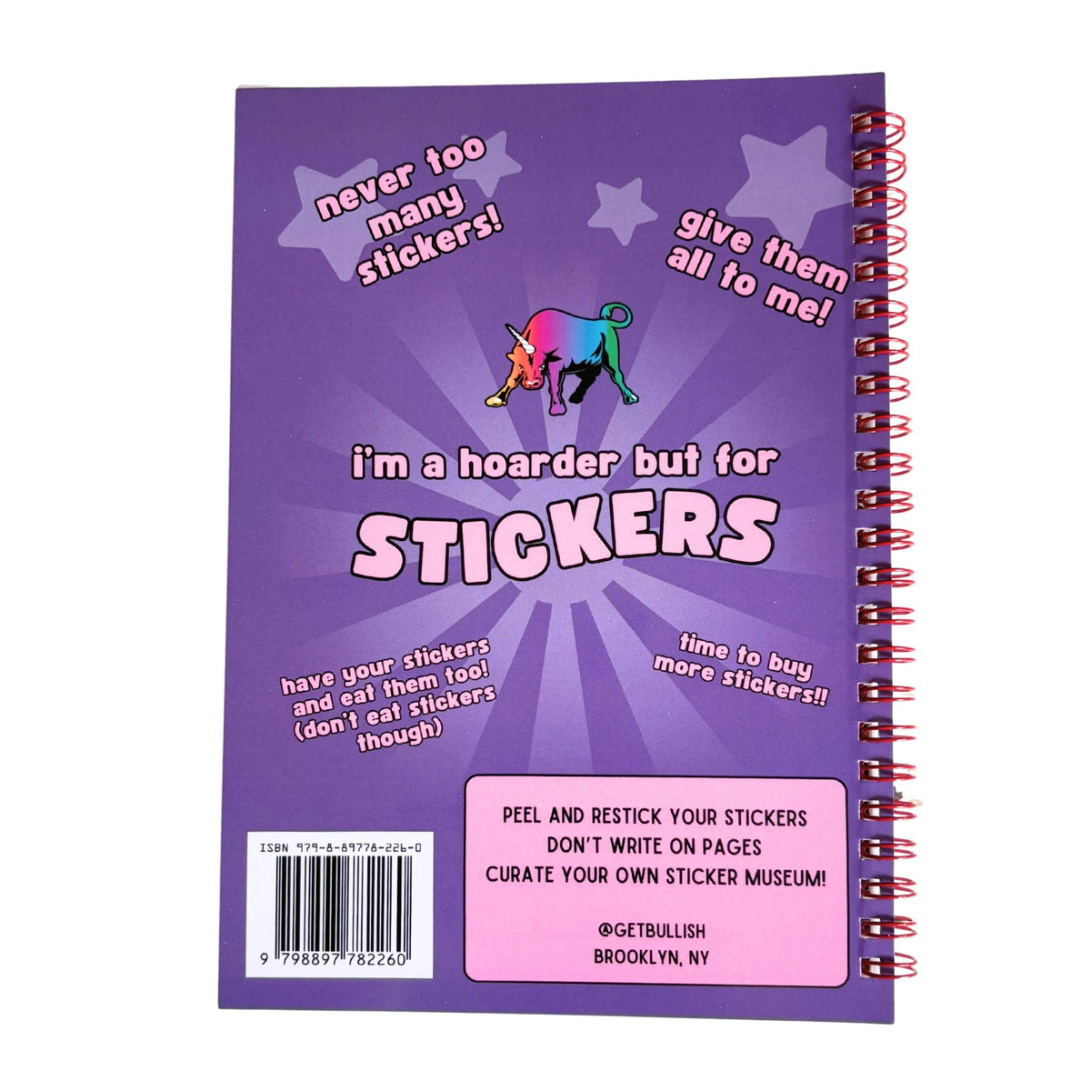Reusable Sticker Storage Book | I Am Very Emotionally Attached to These Stickers | 50 Blank Pages Silicone Coated Release Paper Album