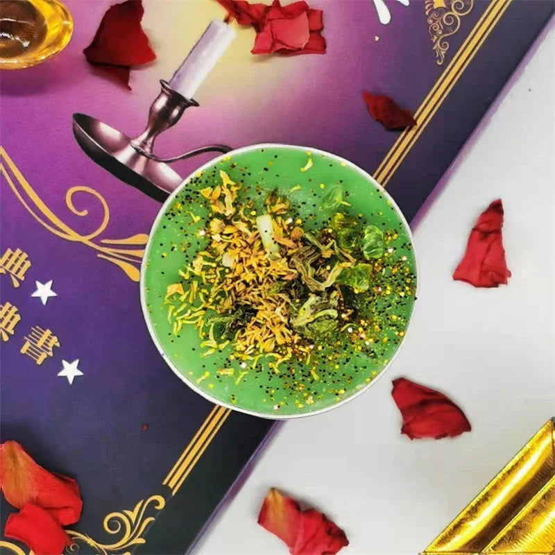 0.53OZ Mini Spell Candles Intention Tea Light Candles Unscented Witch Manifestation Candles with Dried Flowers Crystal