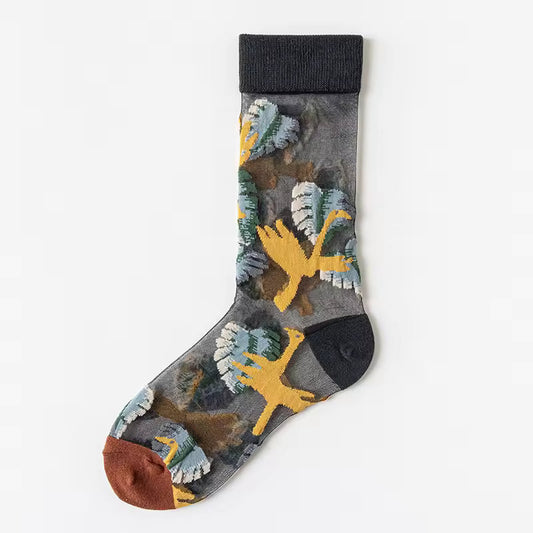 Sheer Plant Lover Socks in 5 Nature-Inspired Styles [Fits Size 5-9]