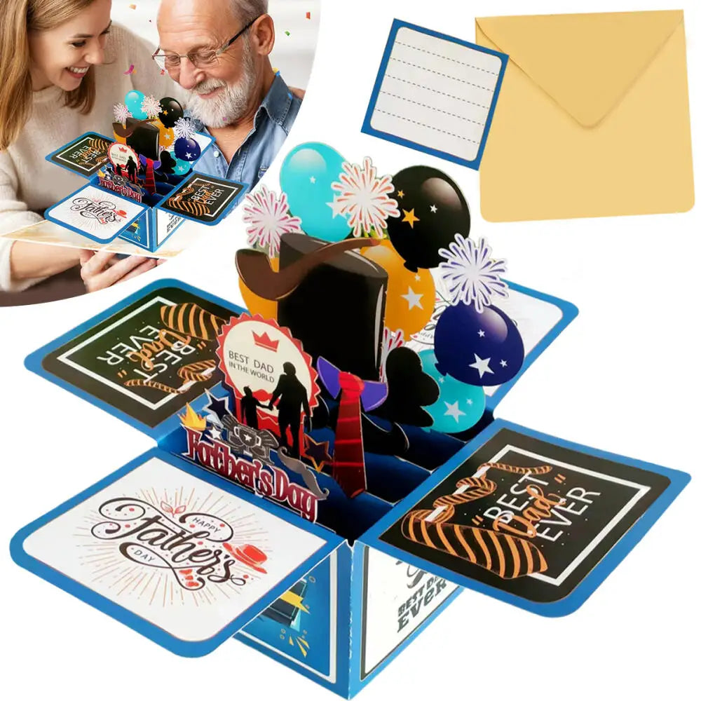 1 piece Fathers Day Card Father's Day Toolbox Pop Up Card 3d Pop Up Greeting Card for Father's Day Love Card Husband Brother