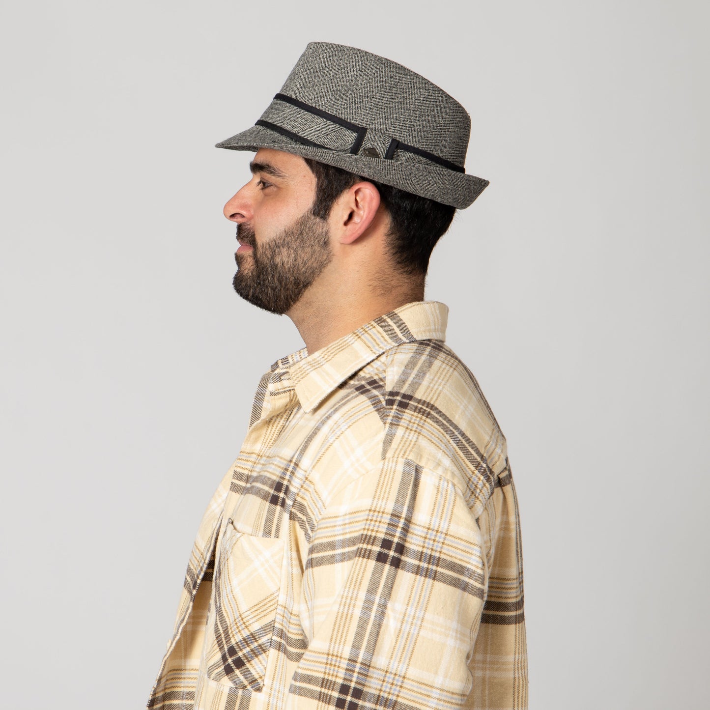 Tweed Fedora With Trim