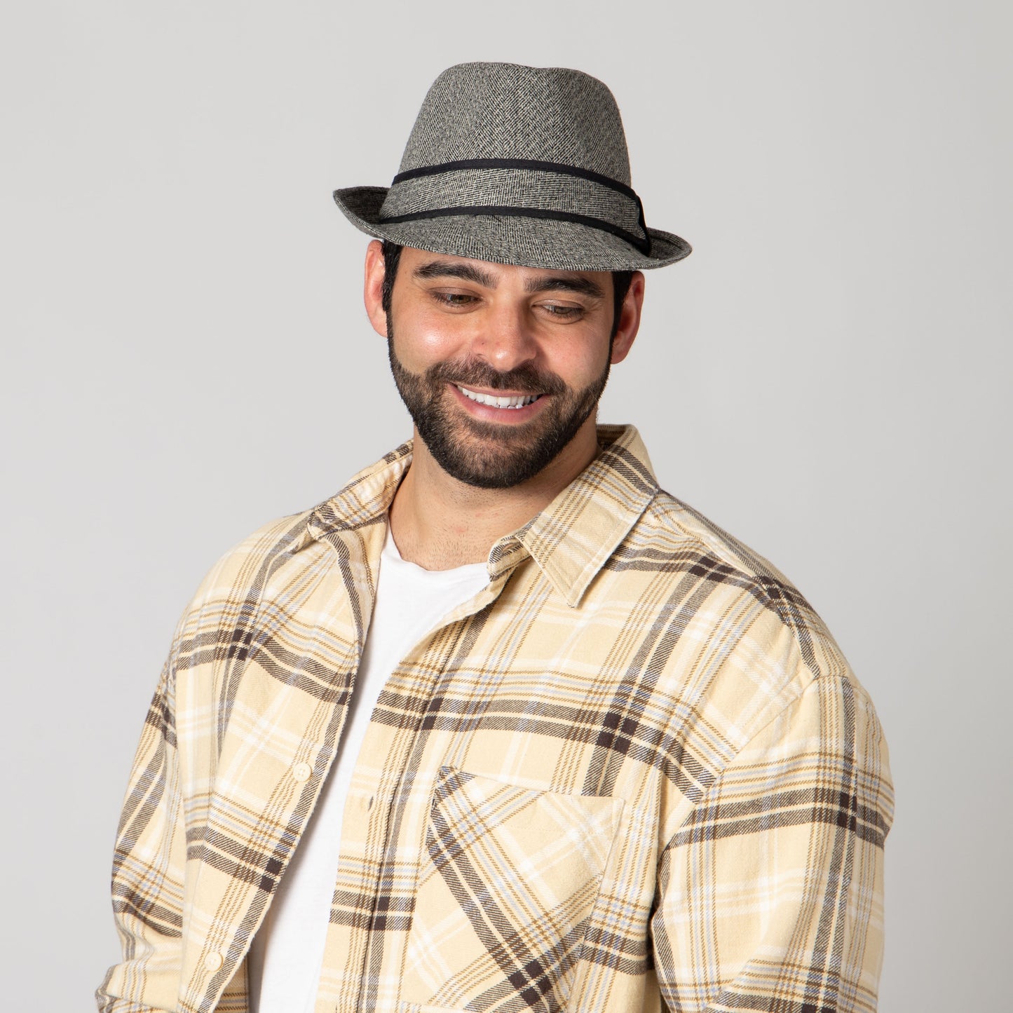 Tweed Fedora With Trim