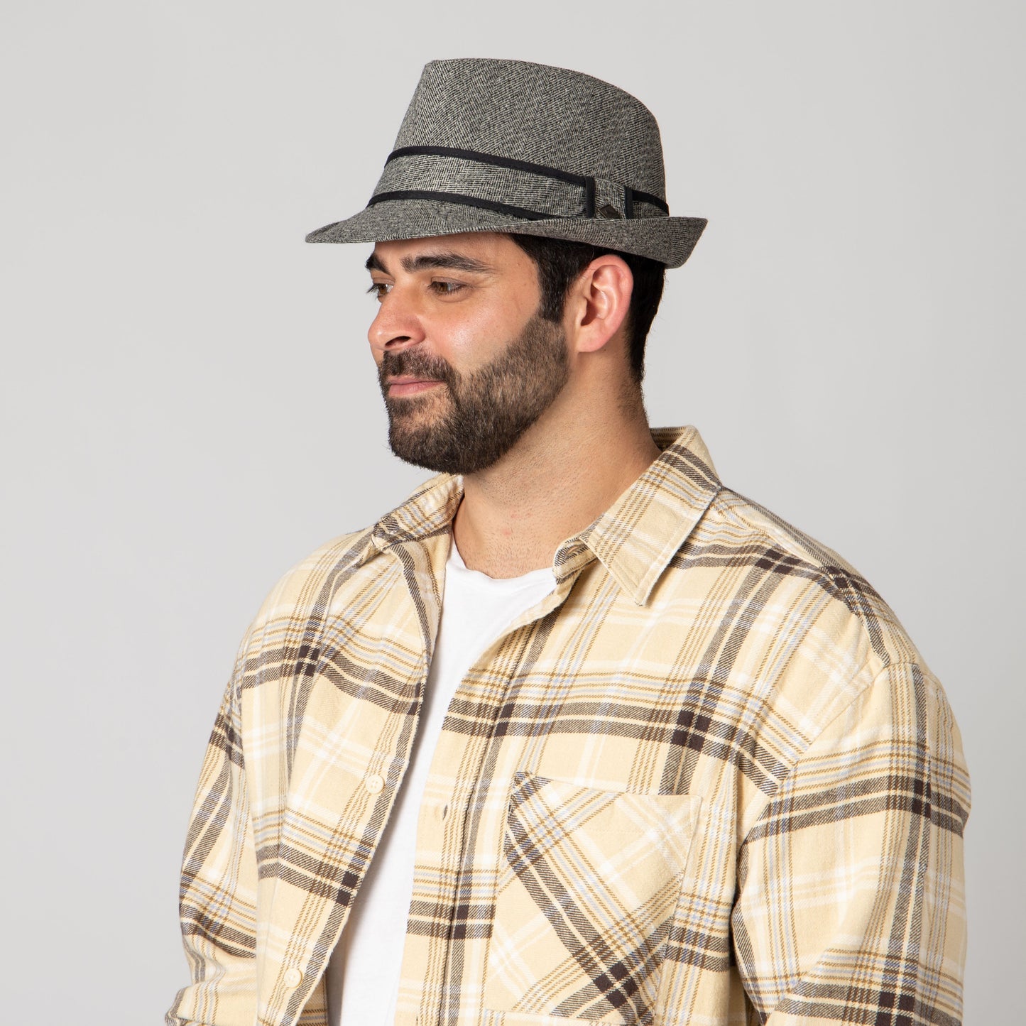 Tweed Fedora With Trim