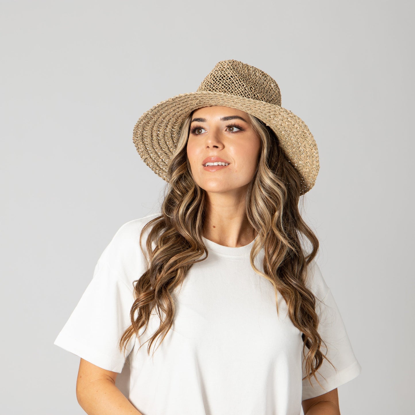 Women's Seagrass Fedora With Gold Plated Shell Band