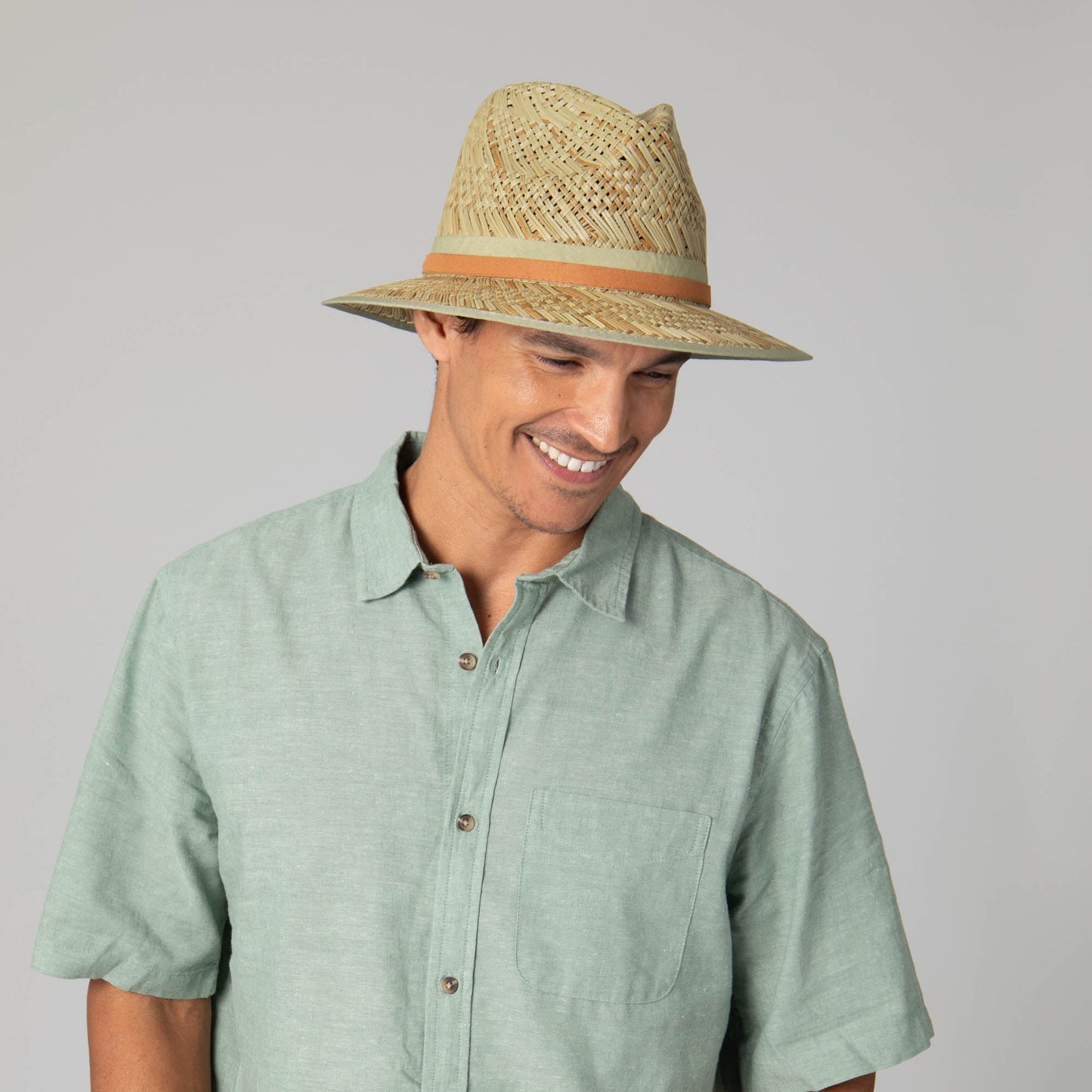 Mens Seagrass Stingy Brim Fedora