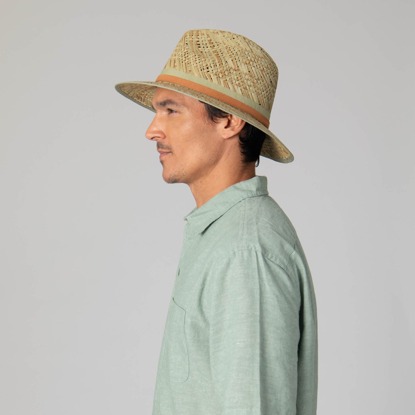 Mens Seagrass Stingy Brim Fedora