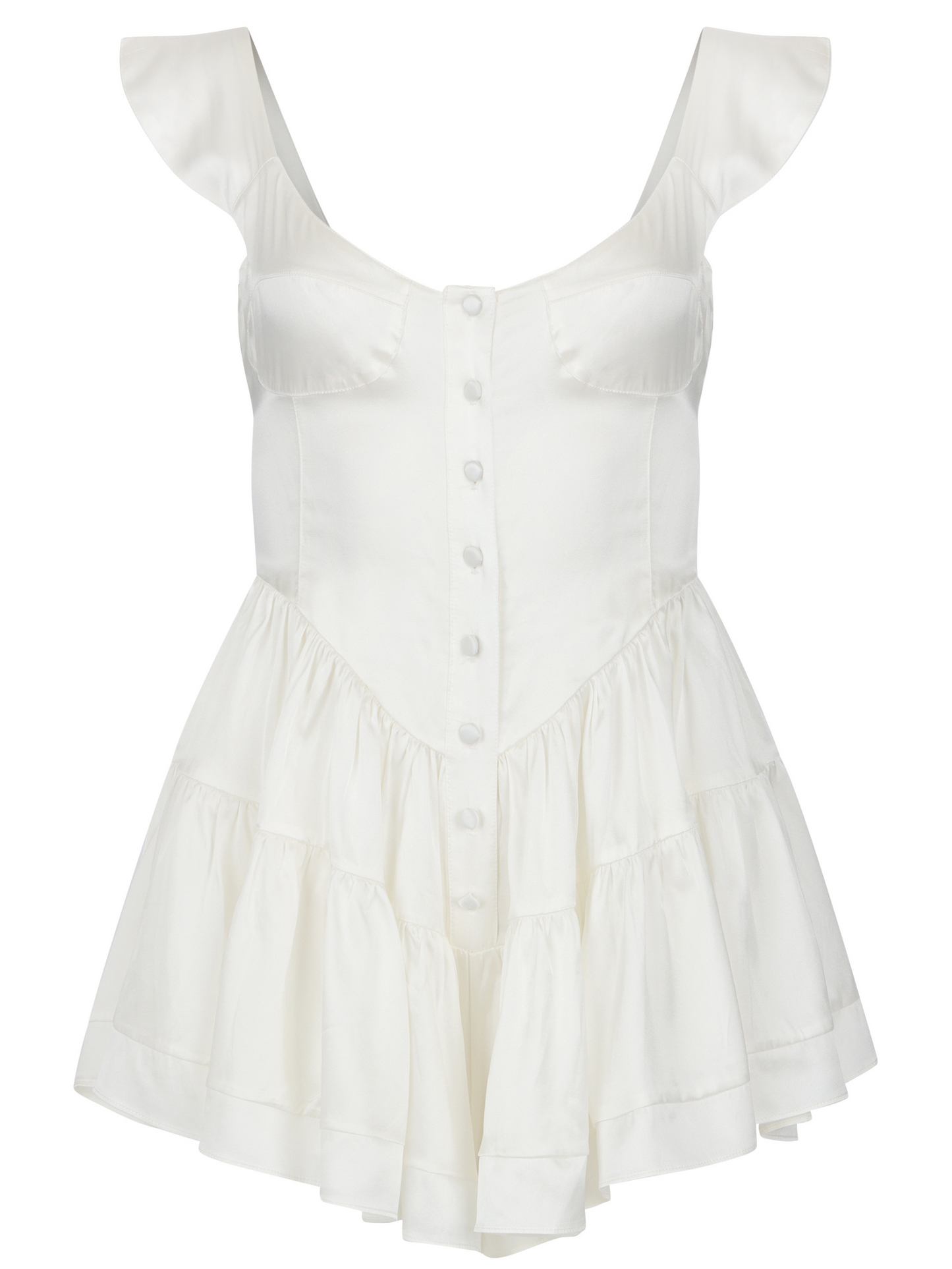 The Elisabeth Romper Dress - White Silk - Osadia Concept Store