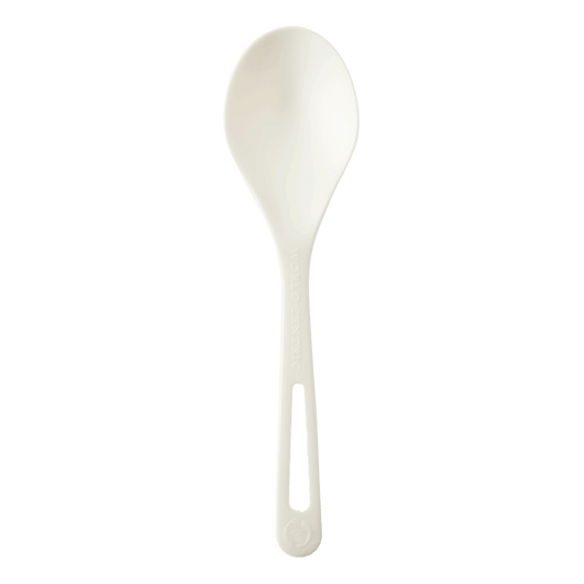 World Centric 6" TPLA Soup Spoon, Compostable, White (QTY 1000), SKU SO-PS-B