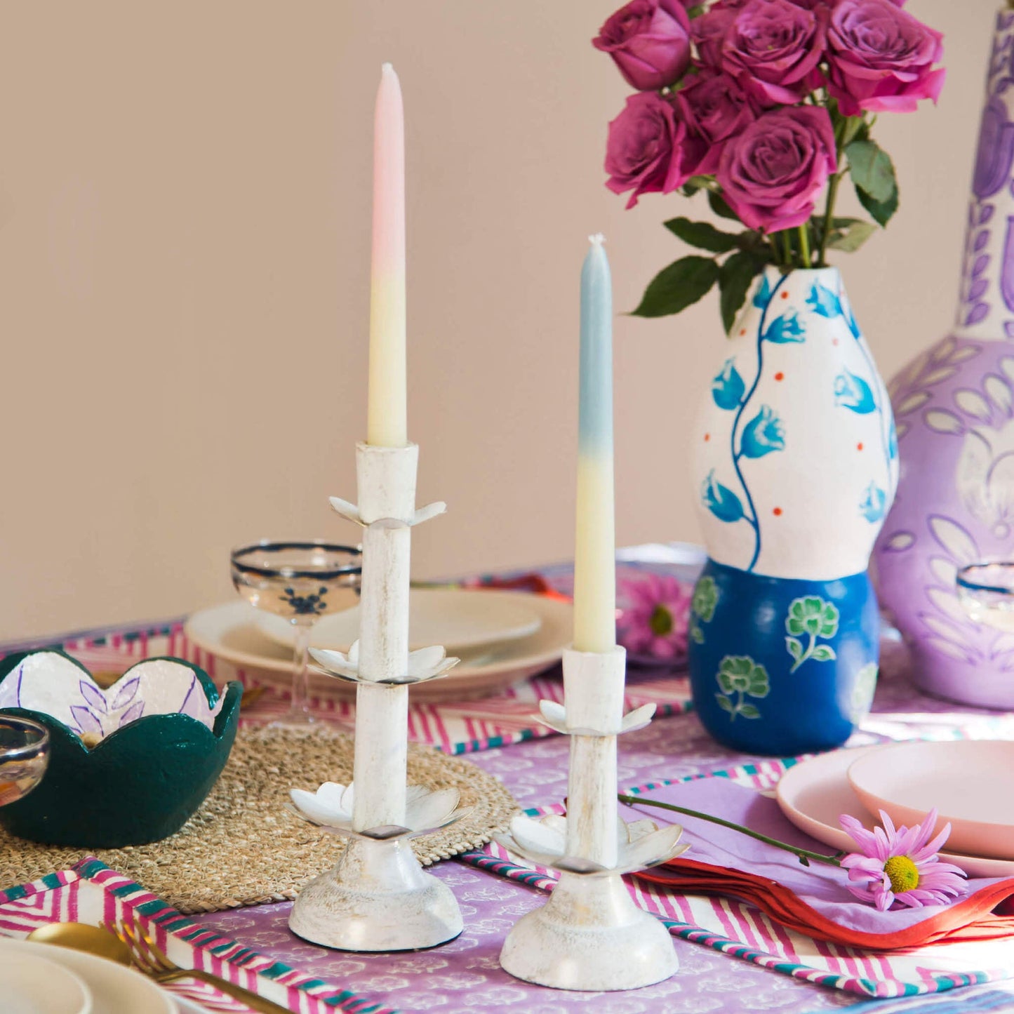 Lotus Bloom Tapered Candleholders