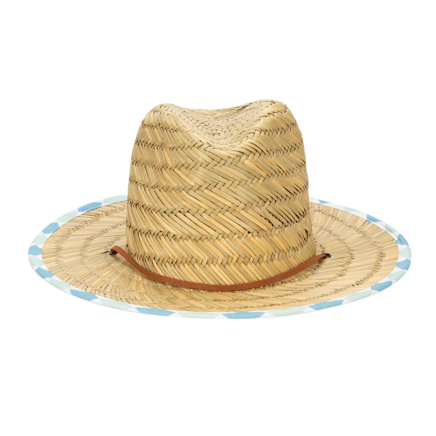 Kids Straw Lifeguard with Plaid Printed Underbrim and Faux Leather Chin Chord
