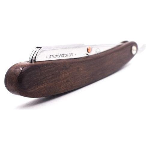 Parker SRDW Clip-Type Dark Sheesham Wood Handle Stainless Steel Straight Barber Shavette Razor