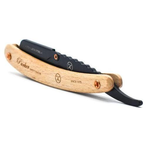 Parker SRPBA Clip-Type Pine Wood Handle Stainless Steel Straight Barber Razor