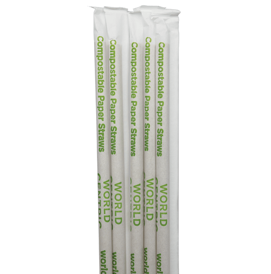 World Centric 8" Kraft Paper Straw, Wrapped (QTY:6000)