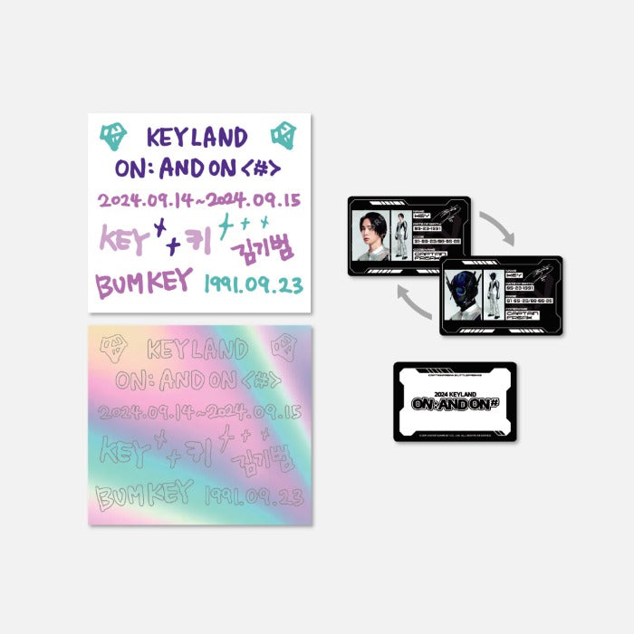 SHINee Key - On : And On # 2024 Keyland Official MD Lenticular Id Card + Fanlight Deco Sticker Set