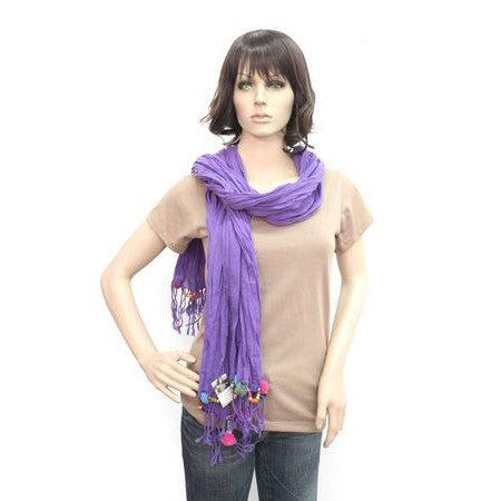 Cotton Pom Pom Sustainably Made Scarf - Thailand