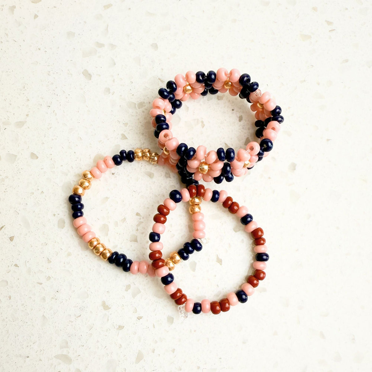 Sangria Seed Bead Rings - Set of 3