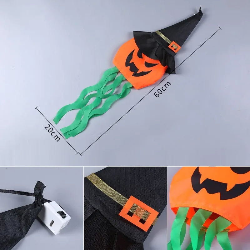 1 Pcs Halloween Decoration Flashing Light Gypsophila Ghost Festival Dress Up Glowing Wizard Ghost Hat Lamp Decor Hanging Lantern