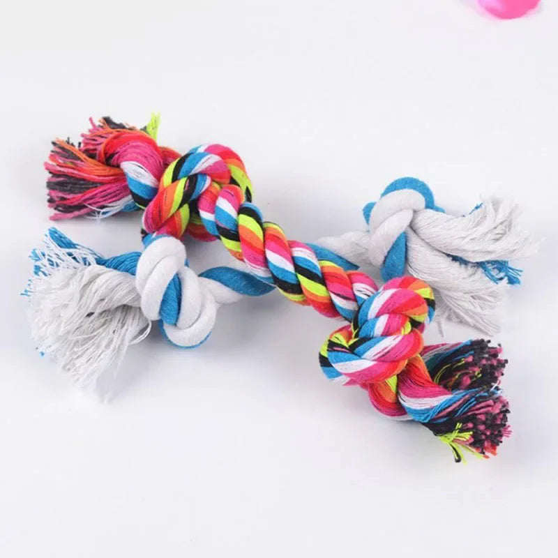 1 pcs 19cm Dog Toys Puppy Cotton Chew Knot Toy Pet Supplies Dog Cat Durable Braided Bone Rope Toy Tooth Cleaning Care