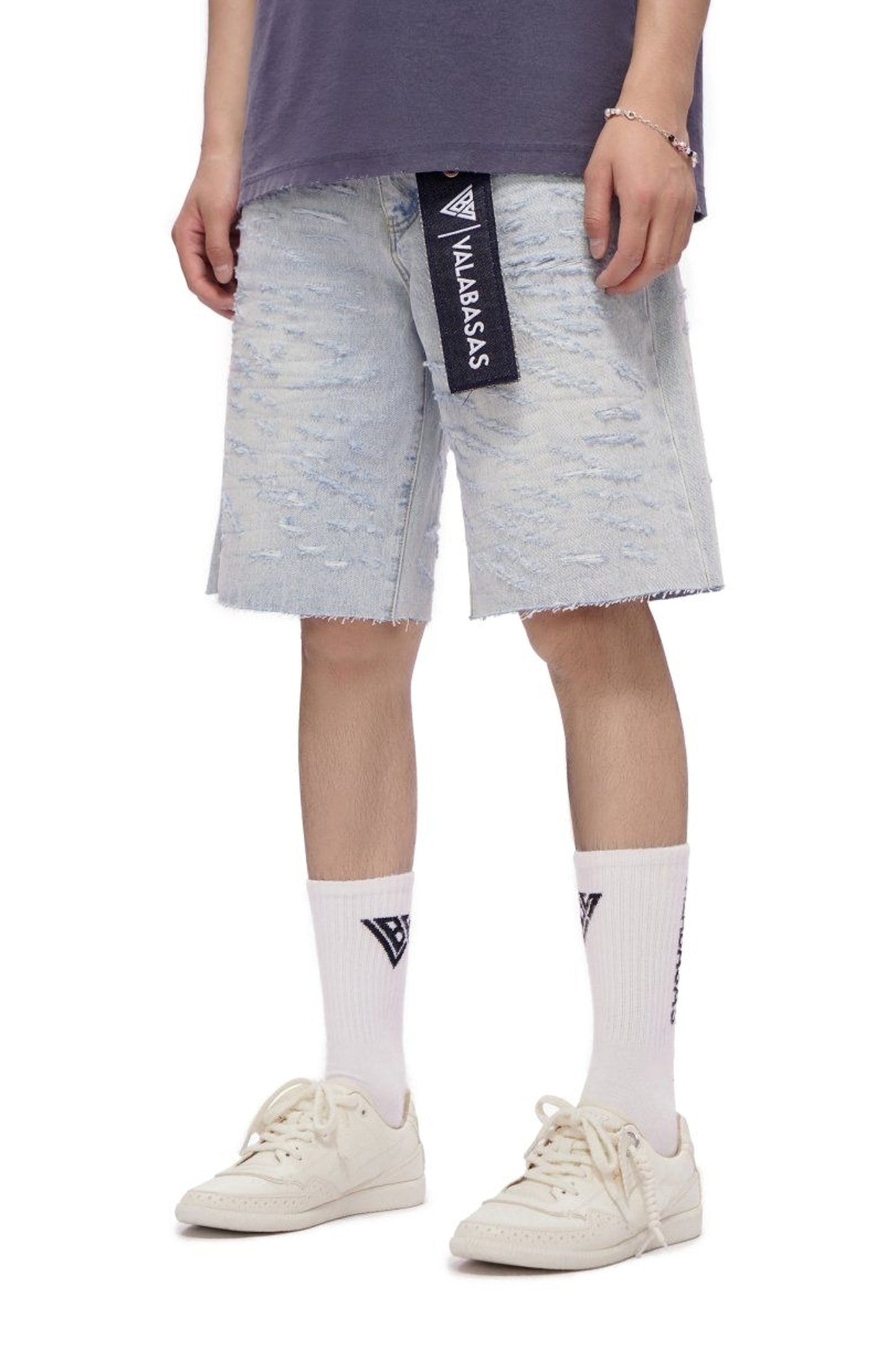 Valabasas Scrape Shorts - Light Blue Wash