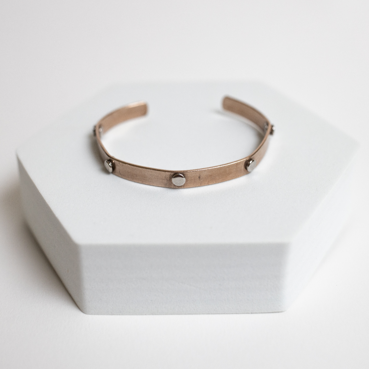 Like A Rock Unisex Cuff | Repurposed Automotive Copper Brake Line & Steel Rivets