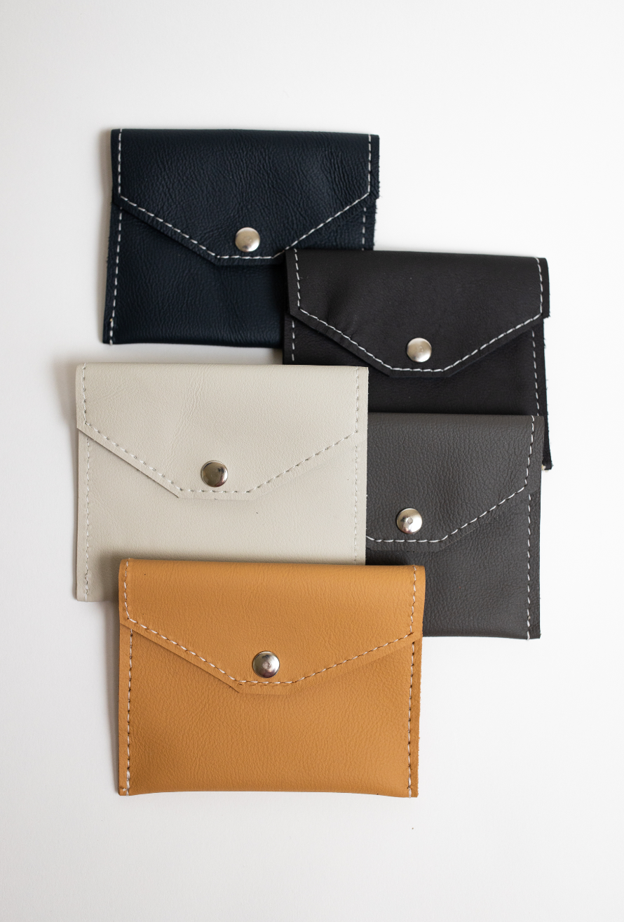Purpose Pouch | Repurposed Automotive Leather Snap Card Holder | Coin Purse | Various Colors