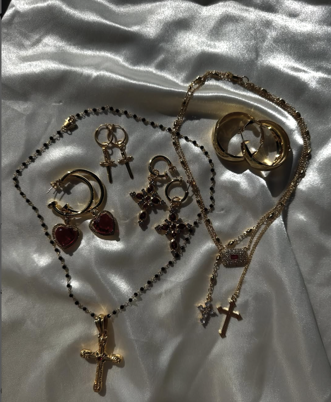 The Aalia Ruby Cross Earrings - Osadia Concept Store