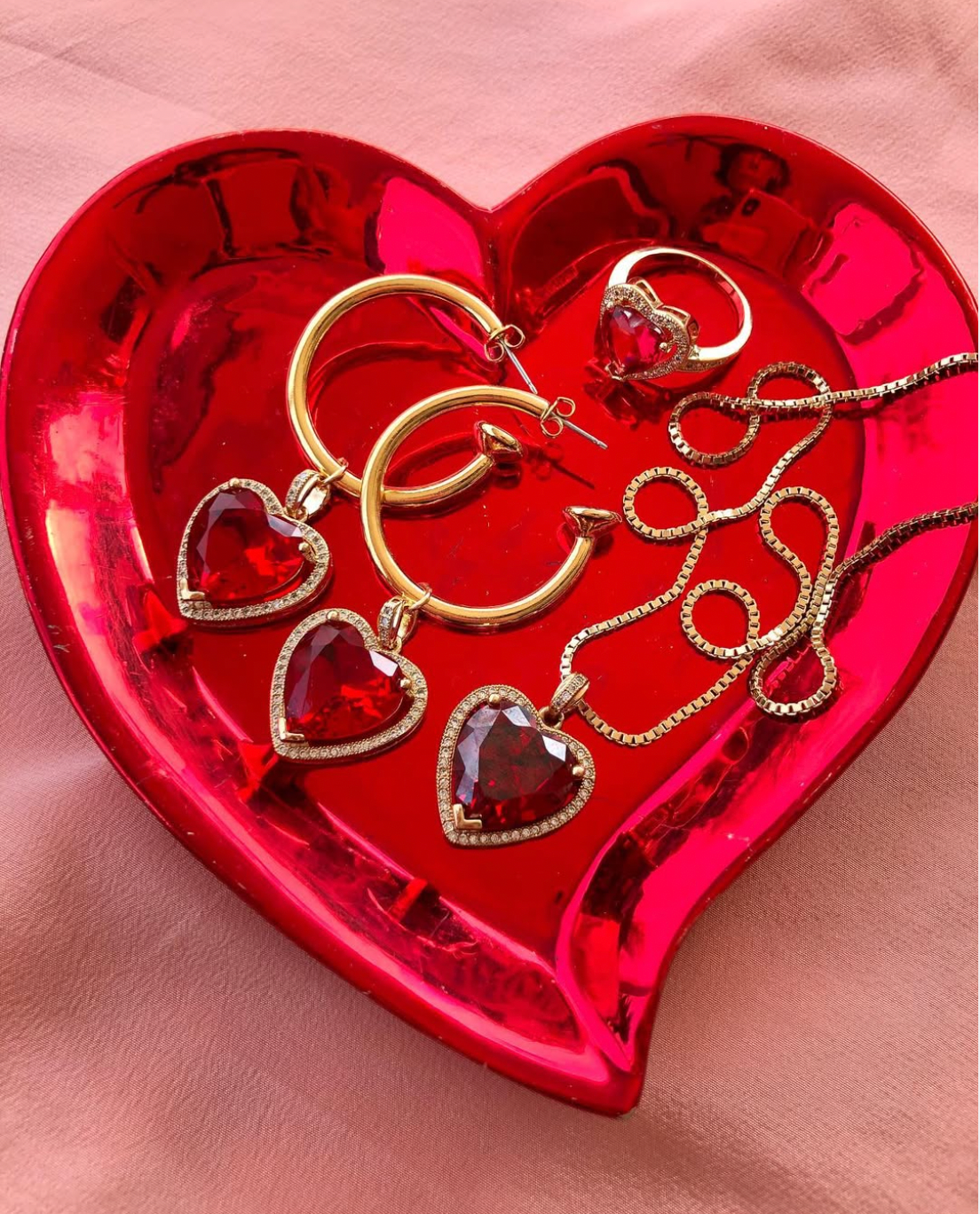 The Ruby Heart Hoop Earrings