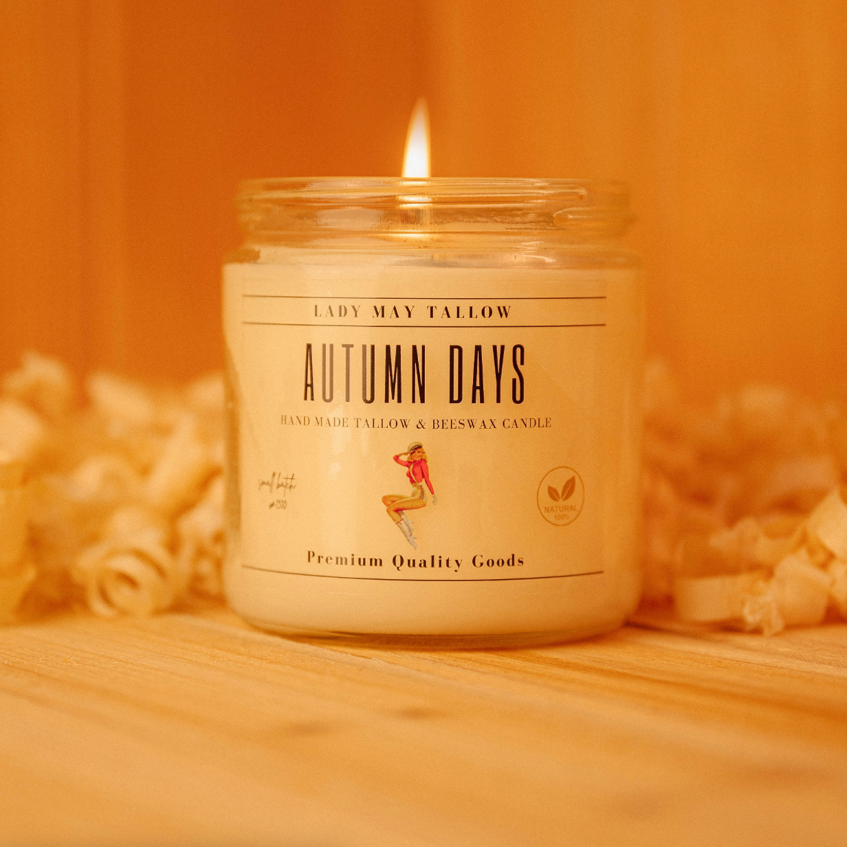 Seasonal Tallow & Beeswax Candle 16oz | Non Toxic Grass-Fed All-Natural Clean Burning