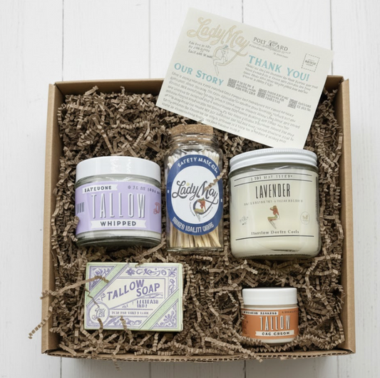 Lavender Tallow Gift Set - Premium Relaxation Bundle | Skincare, Candle & Soap