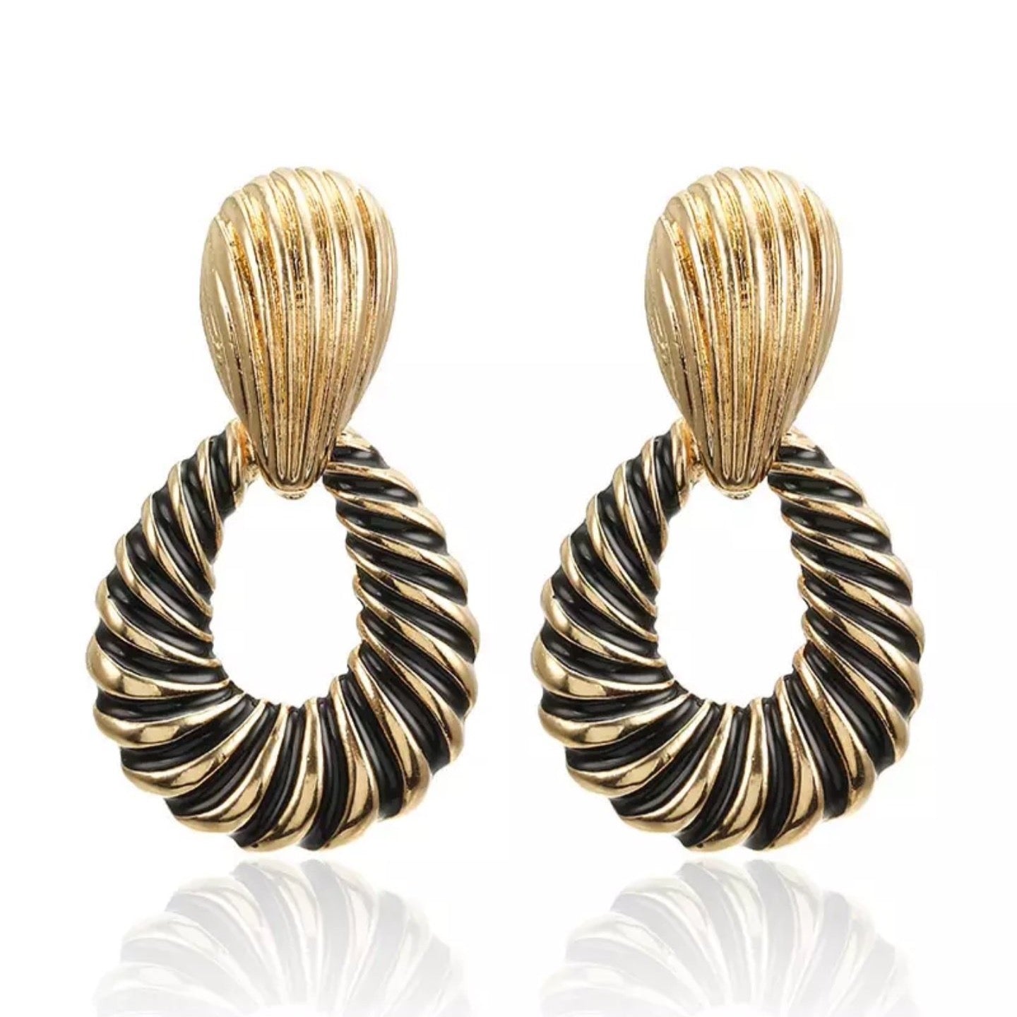 Gold Stripped African Drop Earrings
