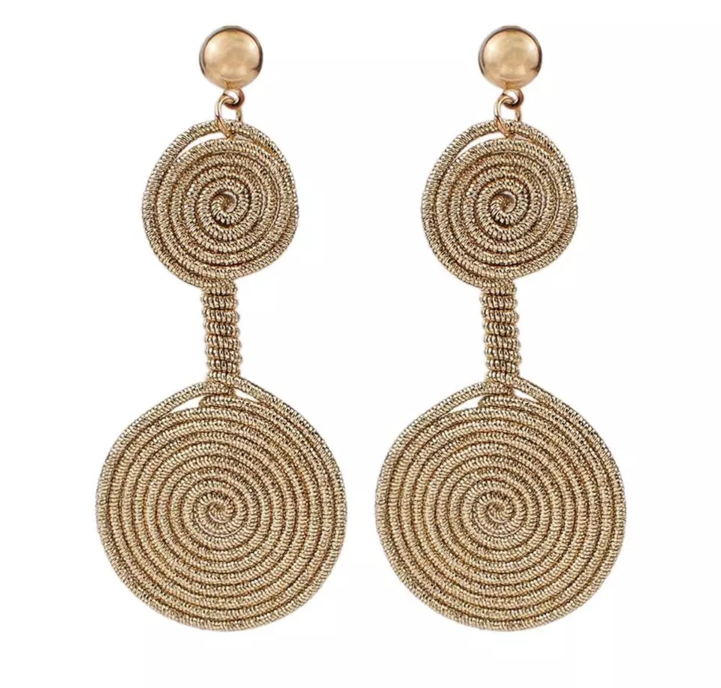Spiral Wire Wrapping Double Circle Drop Earrings Earrings