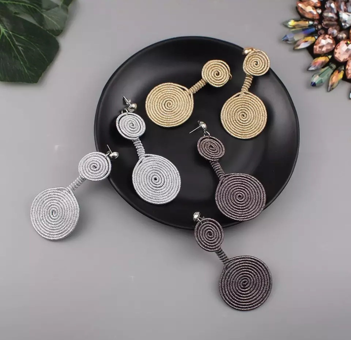 Spiral Wire Wrapping Double Circle Drop Earrings Earrings