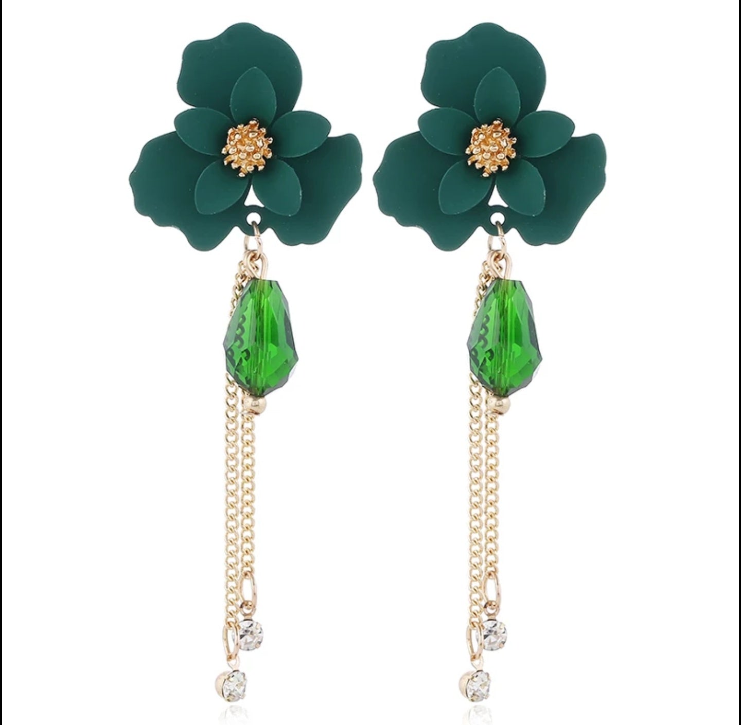Flower Shaped Strip Drop Earrings