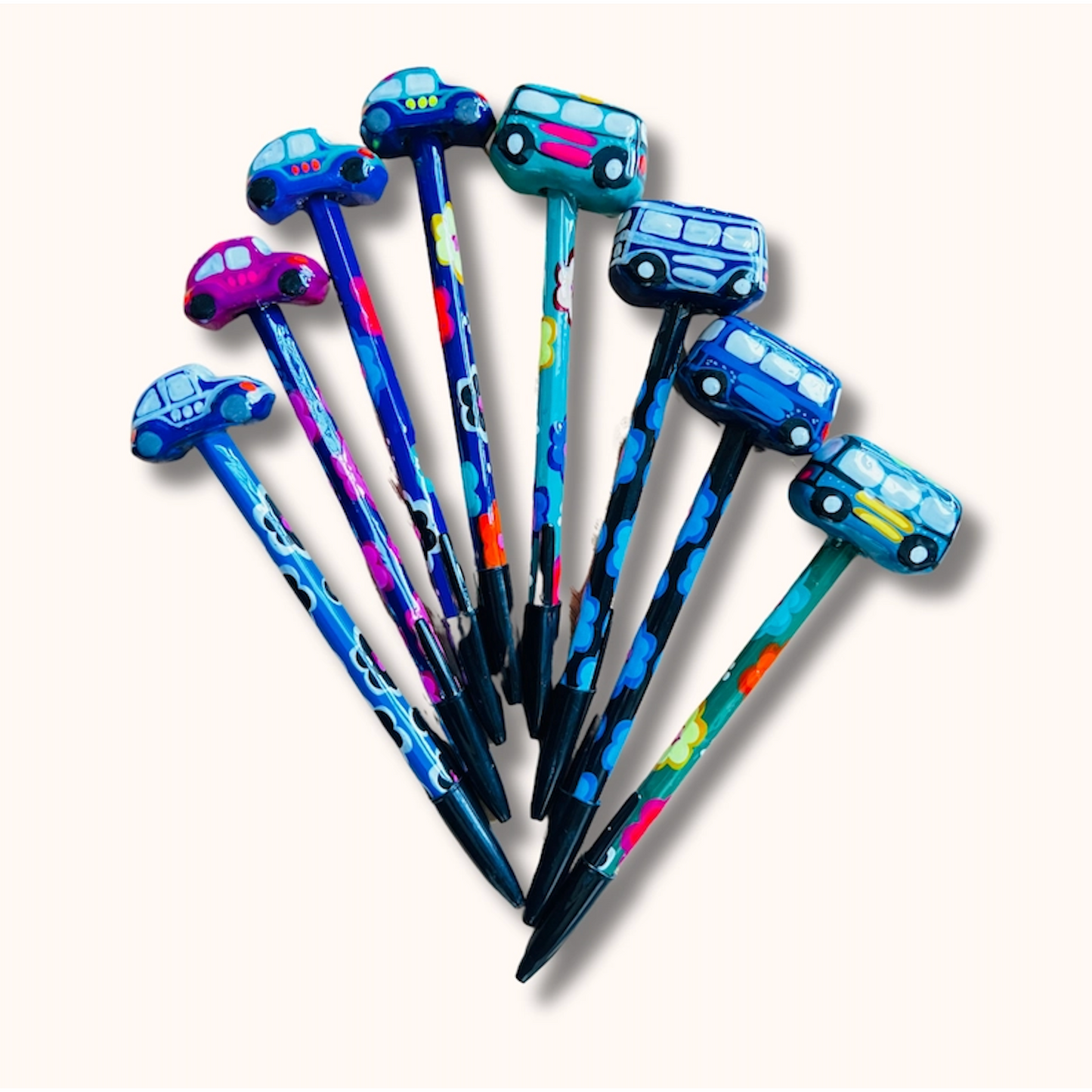 Hand-Painted VW Bug Ceramic Car Ink Pen | Van Flower Pen - Mexico - Osadia Concept Store