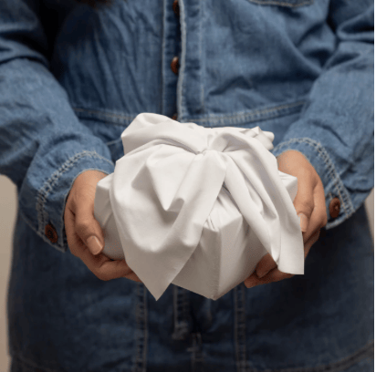 Set of 3 (S, L, XL) Reusable Cloth Furoshiki Gift Wrap | White