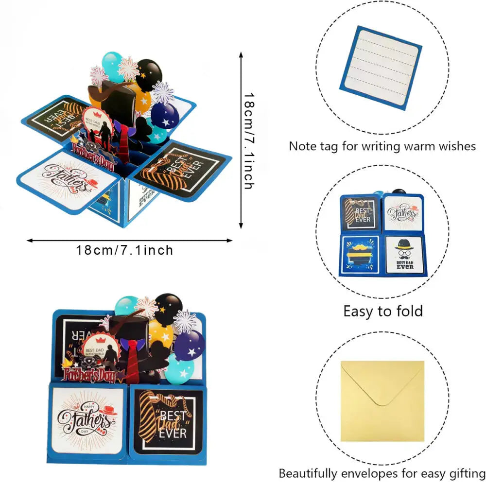 1 piece Fathers Day Card Father's Day Toolbox Pop Up Card 3d Pop Up Greeting Card for Father's Day Love Card Husband Brother