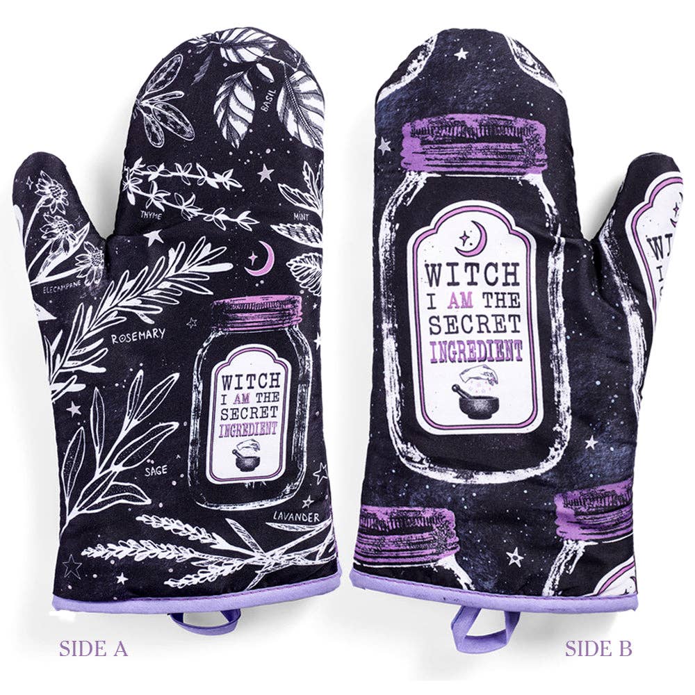 Set of 2 Witch Herbs Oven Mitt | Pot Holders Hanging Oven Gloves Set