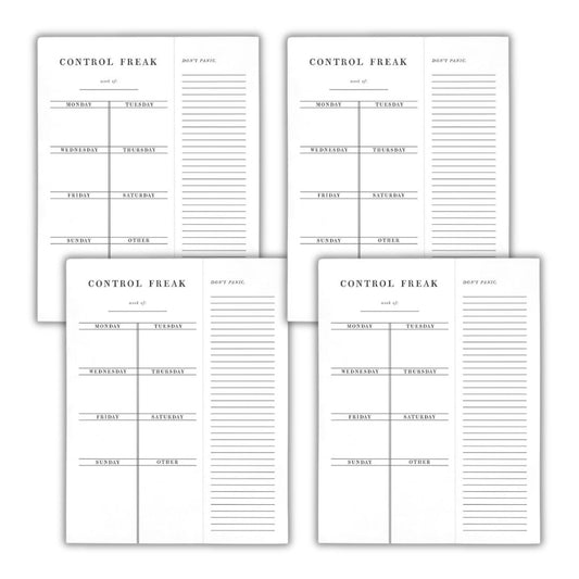 Set of 4 Copy of Control Freak Weekly List Notepad | 8.5" x 11" Desk Planner