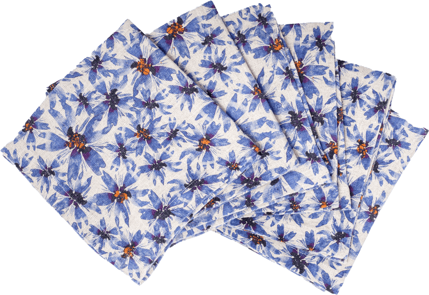 6 Organic Linen Napkins in Blue Harem