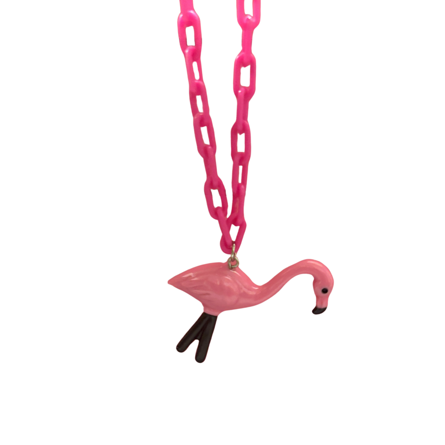 Sourpuss Chunky Flamingo Necklace | Retro Kitsch Pink Yard Ornament Jewelry