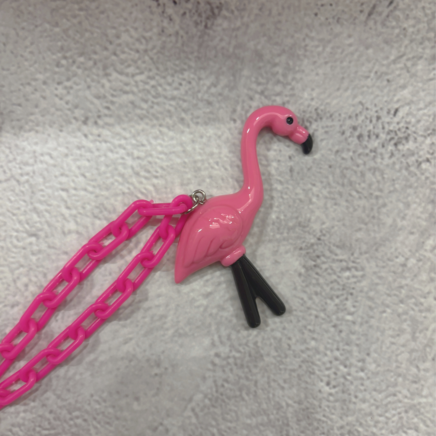 Sourpuss Chunky Flamingo Necklace | Retro Kitsch Pink Yard Ornament Jewelry